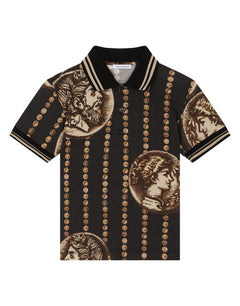 SHORT-SLEEVED POLO-SHIRT IN COIN-PRINT COTTON PIQUÉ