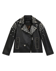STUDDED LEATHER BIKER JACKET