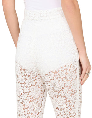 HIGH-WAISTED CORDONETTO LACE PANTS