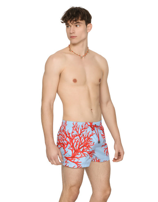 SHORT SWIM TRUNKS WITH CORAL PRINT