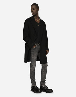 GRAY SKINNY STRETCH JEANS WITH RIPS