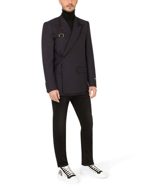 DOUBLE-BREASTED MICRO-PATTERNED WOOL SICILIA-FIT JACKET