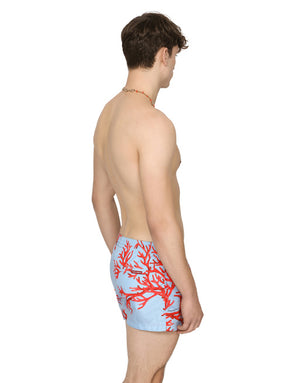 SHORT SWIM TRUNKS WITH CORAL PRINT