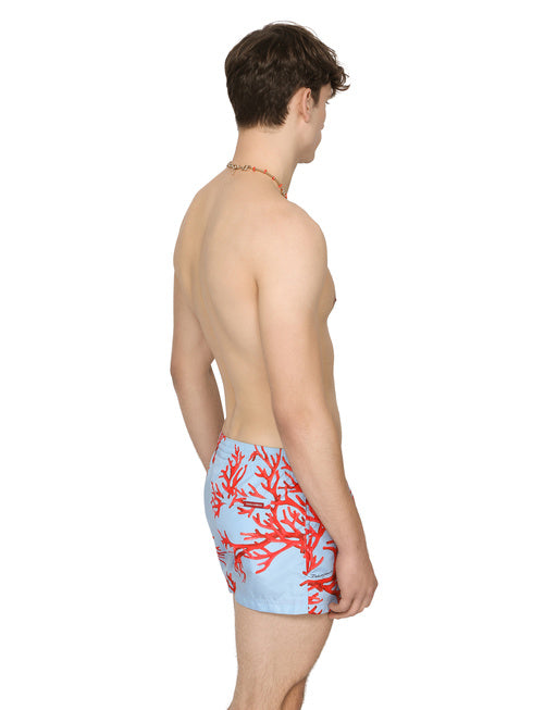 SHORT SWIM TRUNKS WITH CORAL PRINT