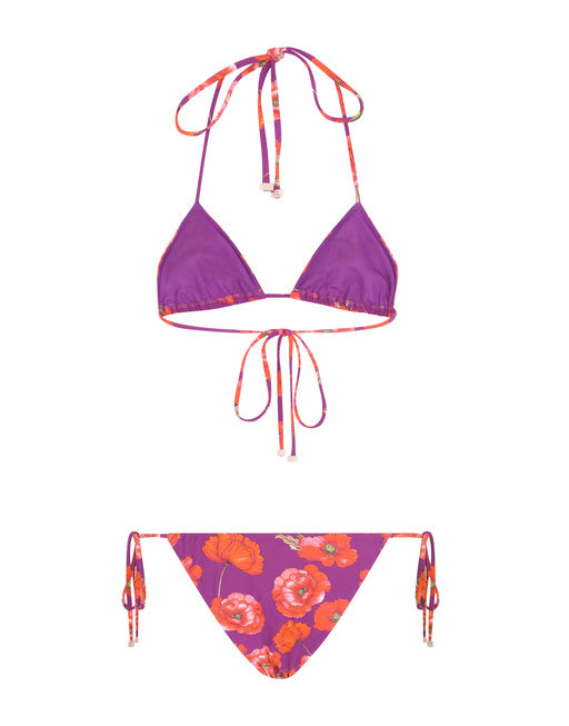 POPPY-PRINT TRIANGLE BIKINI