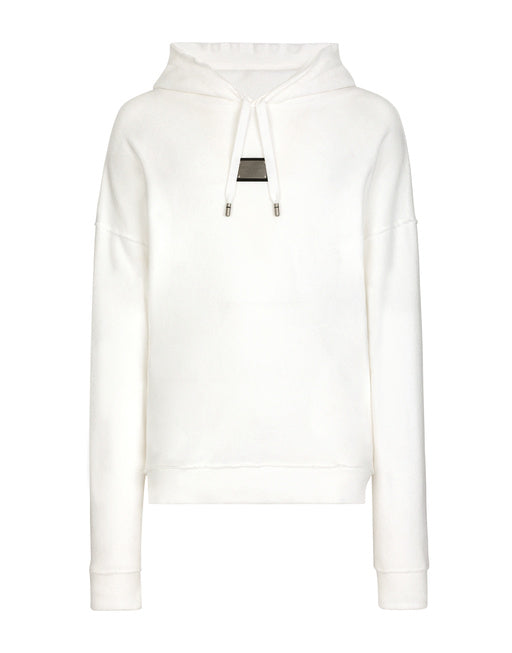 JERSEY TERRY HOODIE WITH LOGO TAG