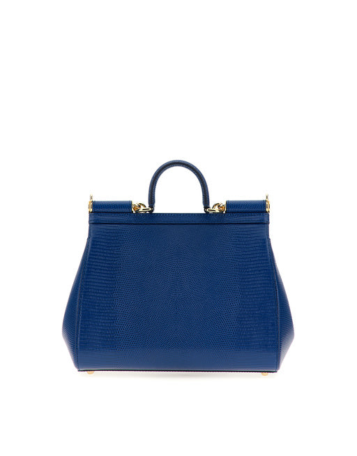 MEDIUM IGUANA PRINT CALFSKIN SICILY BAG WITH CRYSTAL DG LOGO PATCH