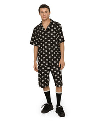 COTTON HAWAIIAN SHIRT WITH DG MONOGRAM PRINT