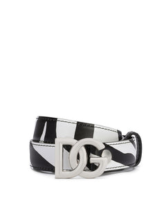 PRINTED CALFSKIN BELT WITH DG LOGO