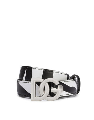 PRINTED CALFSKIN BELT WITH DG LOGO