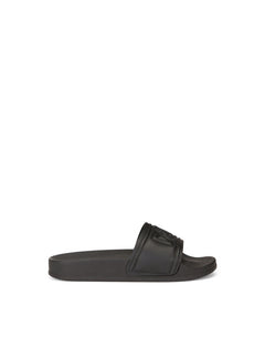 SLIDERS WITH DG LOGO IN RUBBERIZED CALFSKIN