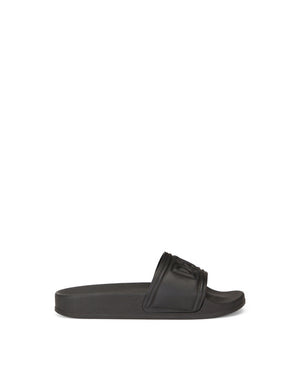 SLIDERS WITH DG LOGO IN RUBBERIZED CALFSKIN