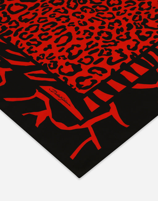 LEOPARD-PRINT TWILL SCARF (90 X 90)