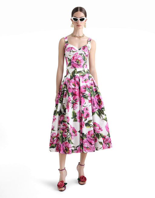 COTTON CORSET TOP WITH PEONY PRINT