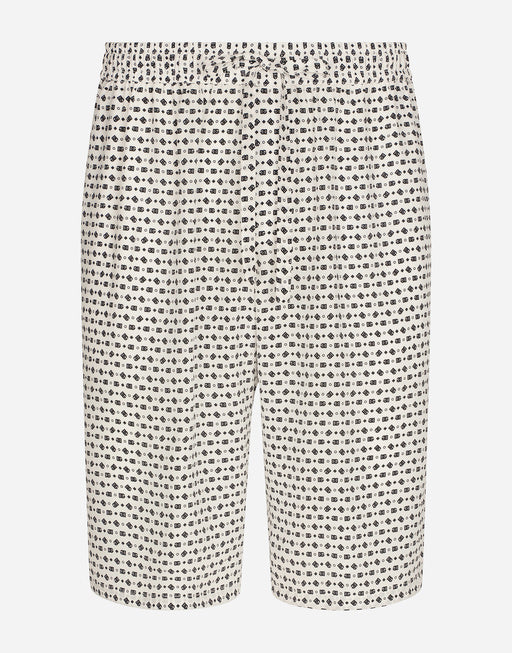 CREPE DE CHINE JOGGING SHORTS WITH DG LOGO PRINT