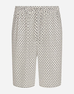 CREPE DE CHINE JOGGING SHORTS WITH DG LOGO PRINT