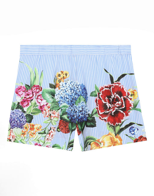 STRIPED POPLIN SHORTS WITH FLORAL PRINT