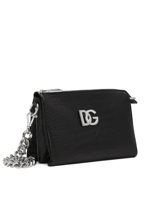 MEDIUM TRIS BAG IN CROCODILE-PRINT CALFSKIN