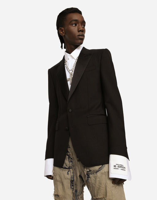 SINGLE-BREASTED STRETCH WOOL SICILIA-FIT TUXEDO JACKET