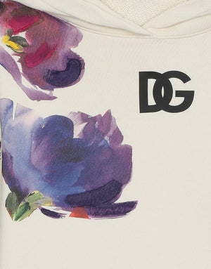JERSEY HOODIE WITH FLORAL PRINT