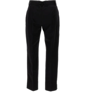 LOW-RISE COTTON FABRIC PANTS