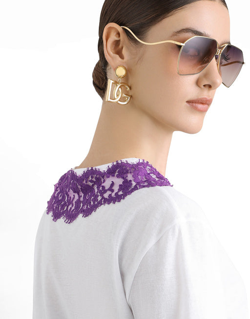 JERSEY T-SHIRT WITH LACE AND DG PATCH