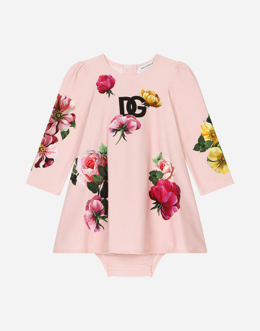 INTERLOCK DRESS WITH BLOOMERS AND CAMELLIA PRINT