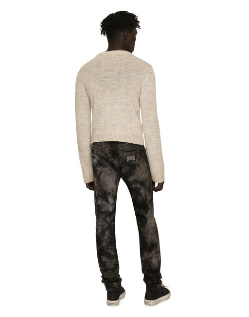 MARBLED SLIM FIT STRETCH JEANS