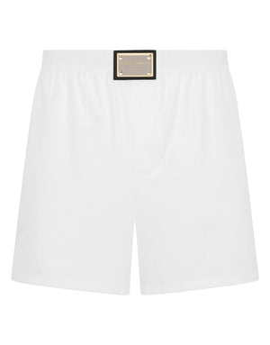 LONG COTTON BOXERS WITH BRANDED PLATE