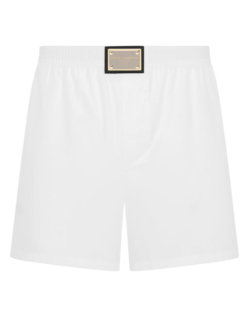 LONG COTTON BOXERS WITH BRANDED PLATE
