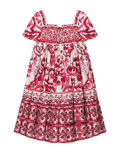 POPLIN DRESS WITH YELLOW MAJOLICA PRINT