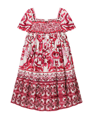 POPLIN DRESS WITH YELLOW MAJOLICA PRINT