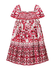 POPLIN DRESS WITH YELLOW MAJOLICA PRINT
