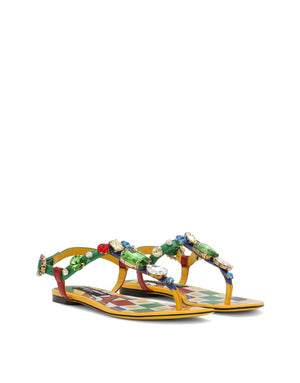 PATENT LEATHER THONG SANDALS