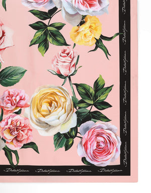 ROSE AND PEONY-PRINT SILK TWILL FOULARD (90X90)