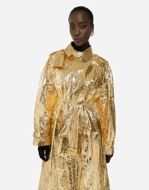 FOILED FABRIC TRENCH COAT