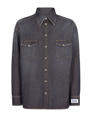 BLUE DENIM SHIRT WITH D&G PATCH