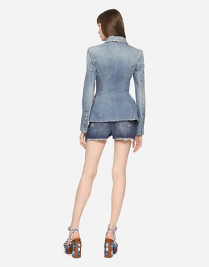 DENIM SHORTS WITH RIPPED DETAILS