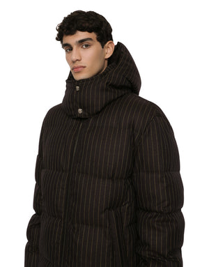 QUILTED PINSTRIPE WOOL JACKET