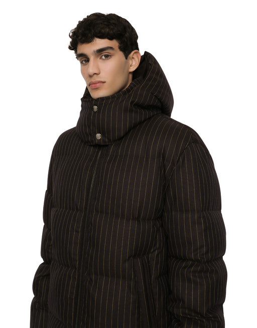 QUILTED PINSTRIPE WOOL JACKET
