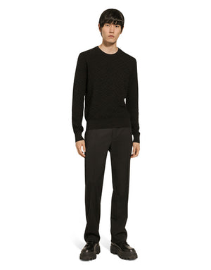 CREW NECK SILK SWEATER WITH ALLOVER DG LOGO