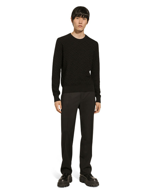 CREW NECK SILK SWEATER WITH ALLOVER DG LOGO
