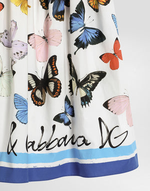 POPLIN DRESS WITH BUTTERFLY PRINT