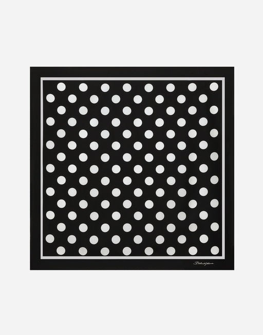 SILK TWILL SCARF WITH POLKA-DOT PRINT (70X70)