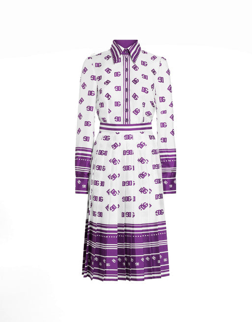 DG LOGO ALL-OVER PRINT TWILL SHIRT DRESS