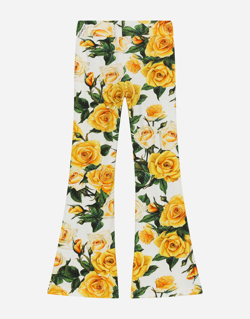 JERSEY PANTS WITH YELLOW ROSE PRINT