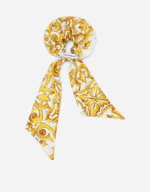 POPLIN SCRUNCHIE WITH YELLOW MAJOLICA PRINT