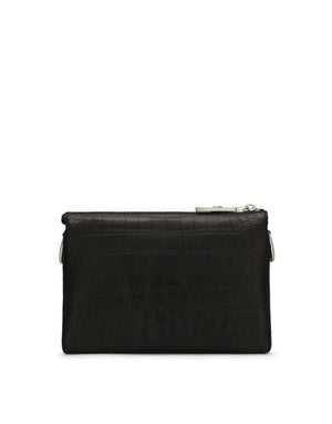 SMALL TRIS BAG IN CROCODILE-PRINT CALFSKIN