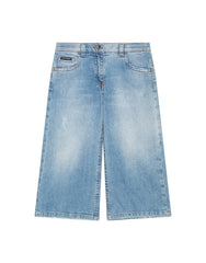 FLARED WASHED BLUE STRETCH JEANS