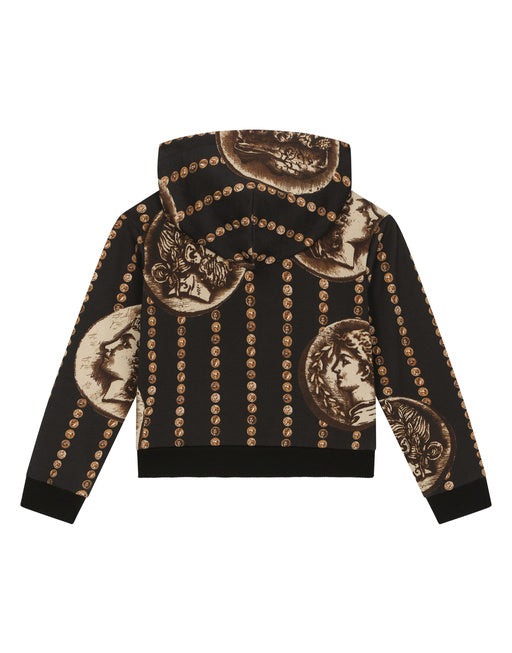 ZIP-UP HOODIE WITH ALL-OVER COIN PRINT